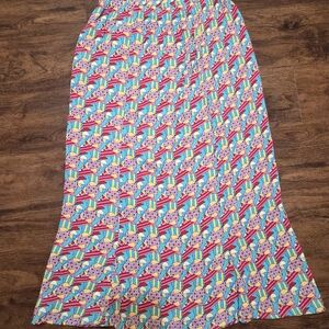 Flax Thinking Tropics Bold Mod Maxi Skirt L